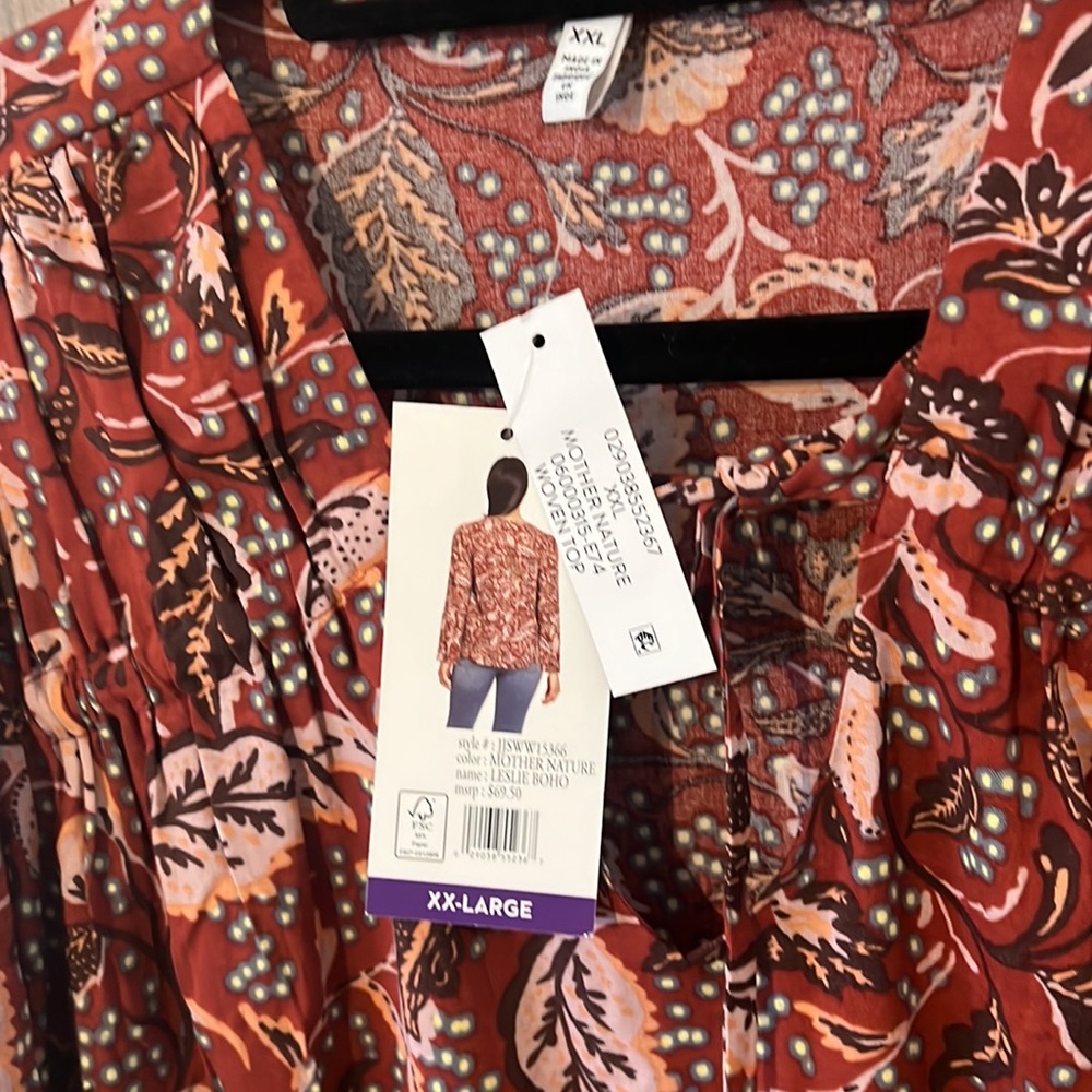 Jessica Simpson Rust Red Floral Print Blouse - Picture 4 of 8
